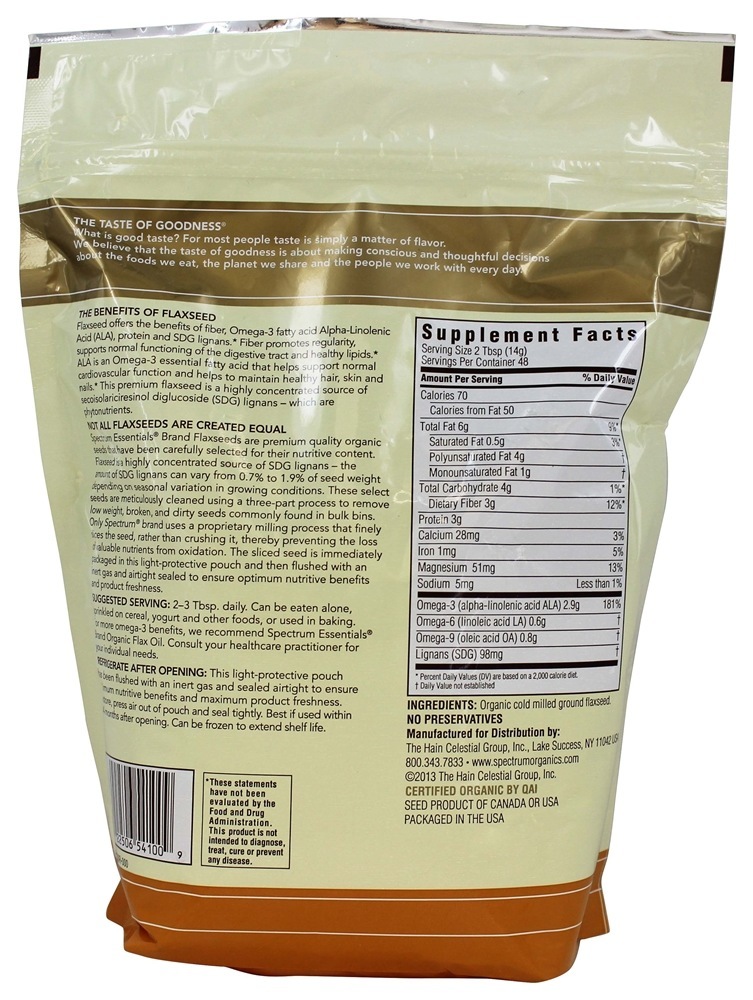 Flaxseed Premium de Chão Orgânico - 24 oz. Spectrum Essentials - Imagem 2