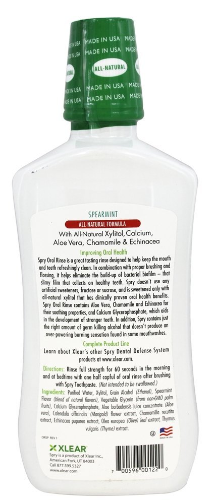 Spry Oral enxaguar todo-Natural hortelã - 16 fl. oz. Xlear - Imagem 2