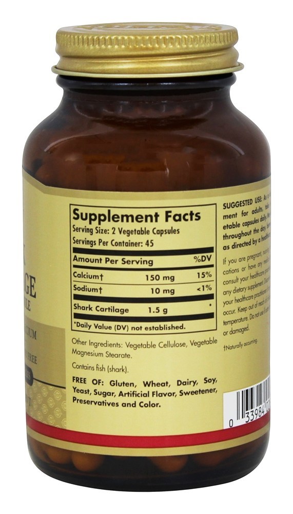 100 % Pure Cartilagem de Tubarão 750 mg. - Cápsulas 90 Solgar - Imagem 2