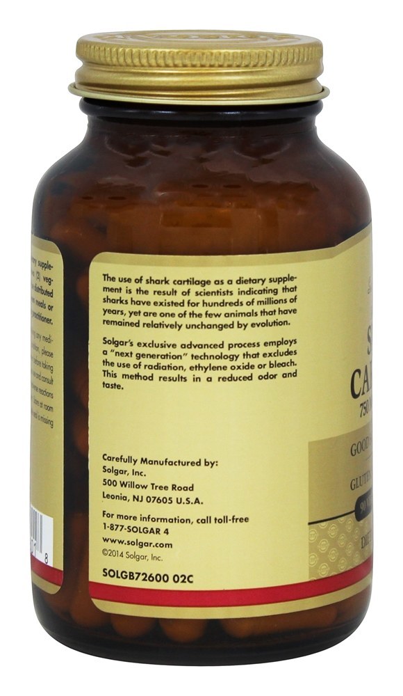 100 % Pure Cartilagem de Tubarão 750 mg. - Cápsulas 90 Solgar - Imagem 4