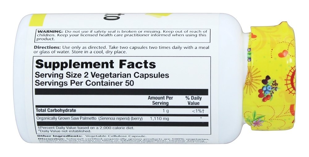 Palmetto Saw organicamente crescido - Cápsulas vegetarianas 100 Solaray - Imagem 2
