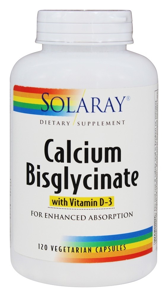 Bisglicinato de Cálcio com Vitamina D3 - Cápsulas 120 Solaray