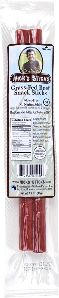 Lanche de carne alimentados com capim Sticks Original - 1.7 oz. Nick's Sticks