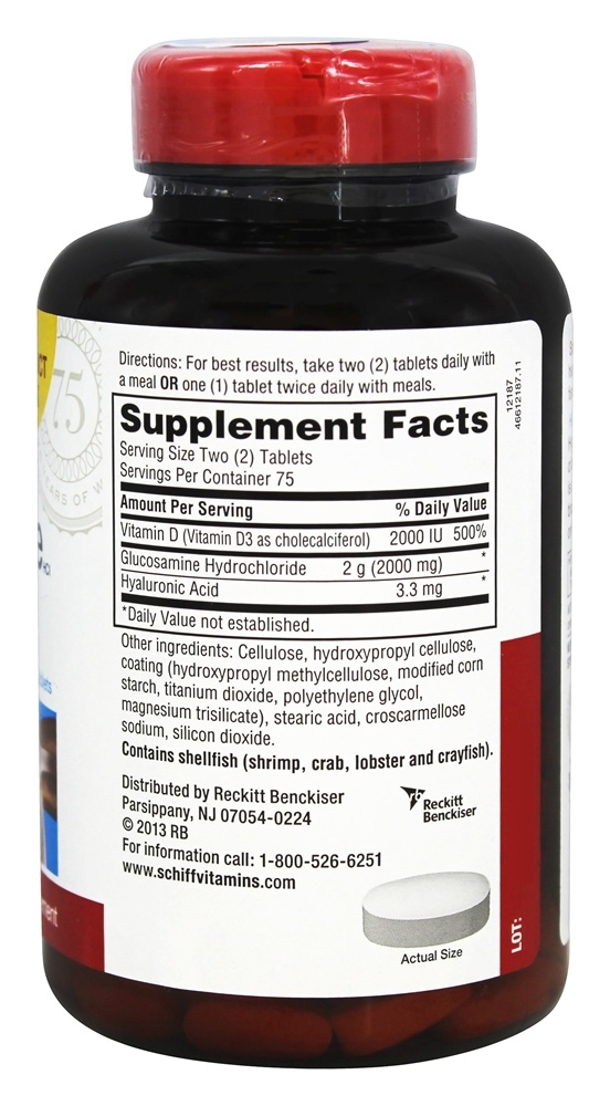 Glucosamina Plus Vitamina D3 2000 mg. - 150 Comprimidos revestidos Schiff - Imagem 2