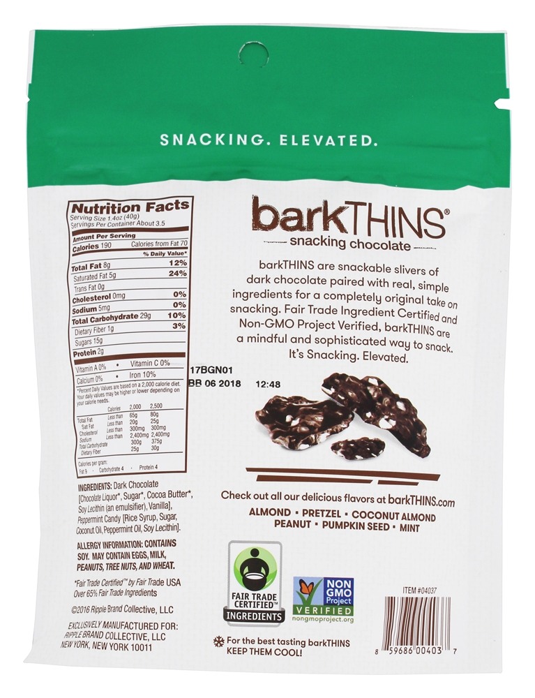 Snack Chocolate Menta Chocolate Amargo - 4.7 oz. barkTHINS - Imagem 2