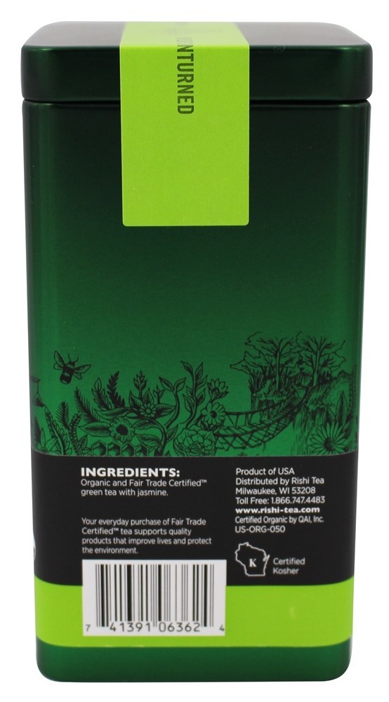 Jasmim Chá Orgânico Solto Folha Verde Chá - 1.94 oz. Rishi Tea - Imagem 2