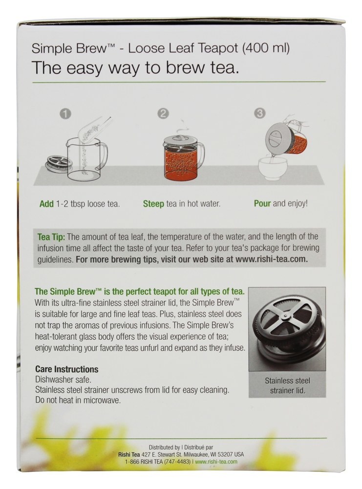 Bule de folha solta de fermentação simples - 400 ml. Rishi Tea - Imagem 2