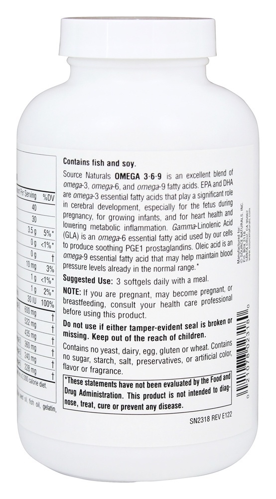 Omega 3 - 6 - 9 - 120 Softgels Source Naturals - Imagem 3