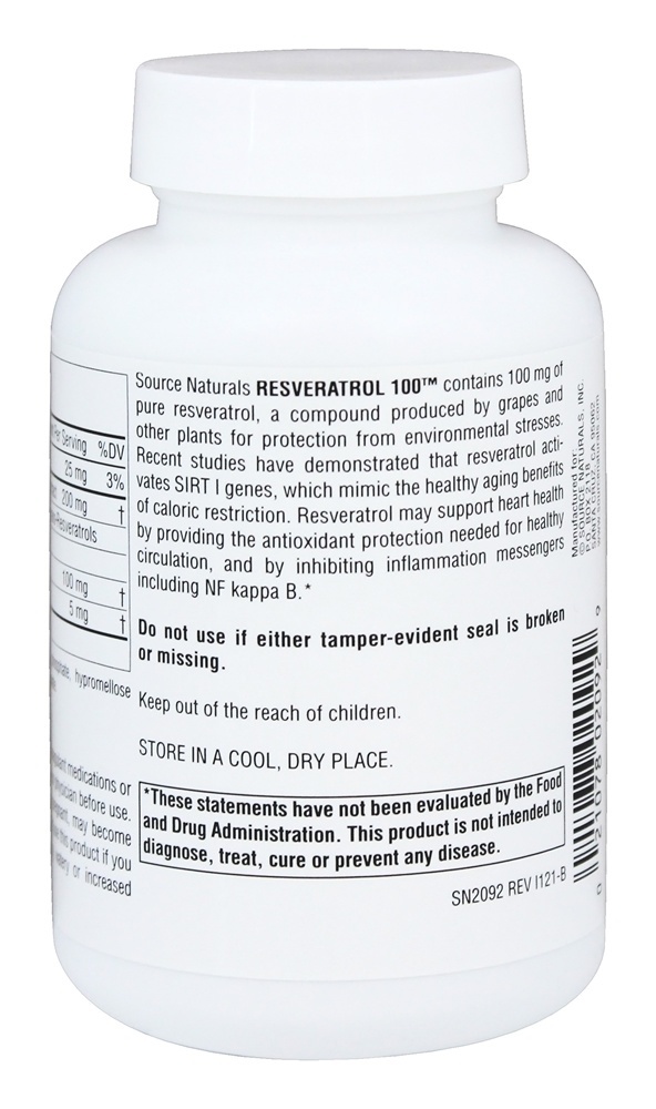 Resveratrol 100 mg. - Cápsulas vegetarianas 120 Source Naturals - Imagem 3