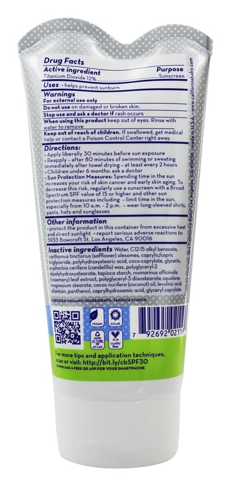 Super Sensível Não Fragrância Ampla Spectrum FPS 30 + Protetor solar - 6 fl. oz. California Ba - Imagem 2