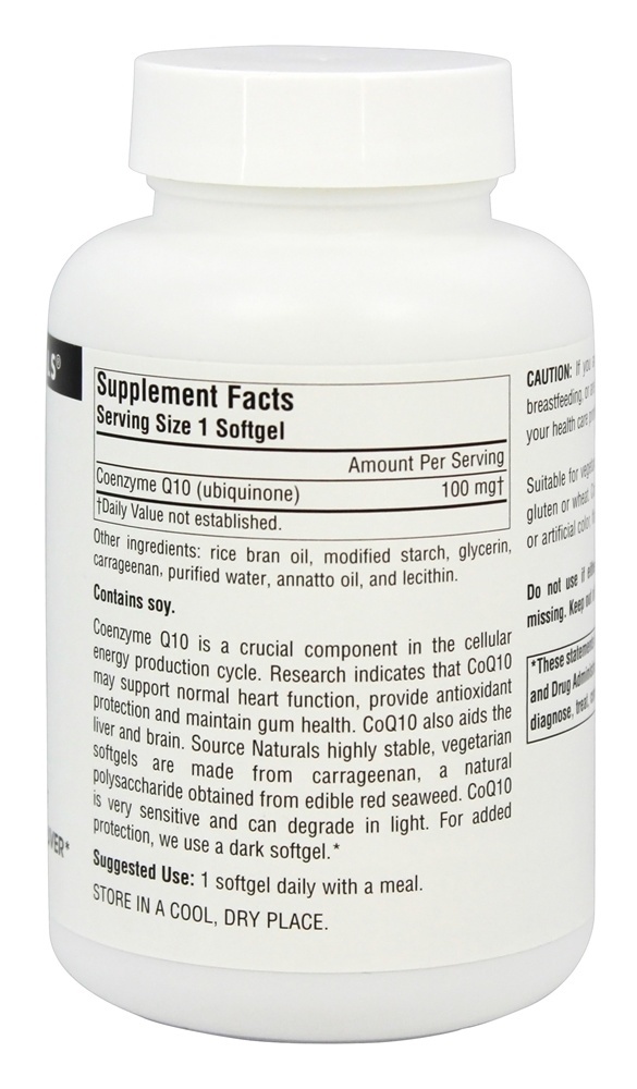 Coenzima Q10 100 mg. - 120 Cápsulas Vegetarianas Source Naturals - Imagem 2