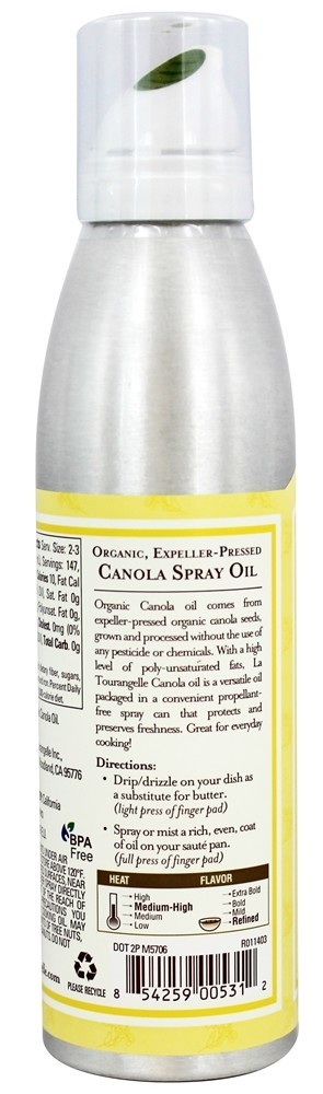 Óleo de Spray de Canola Orgânico - 5 fl. oz. La Tourangelle - Imagem 3