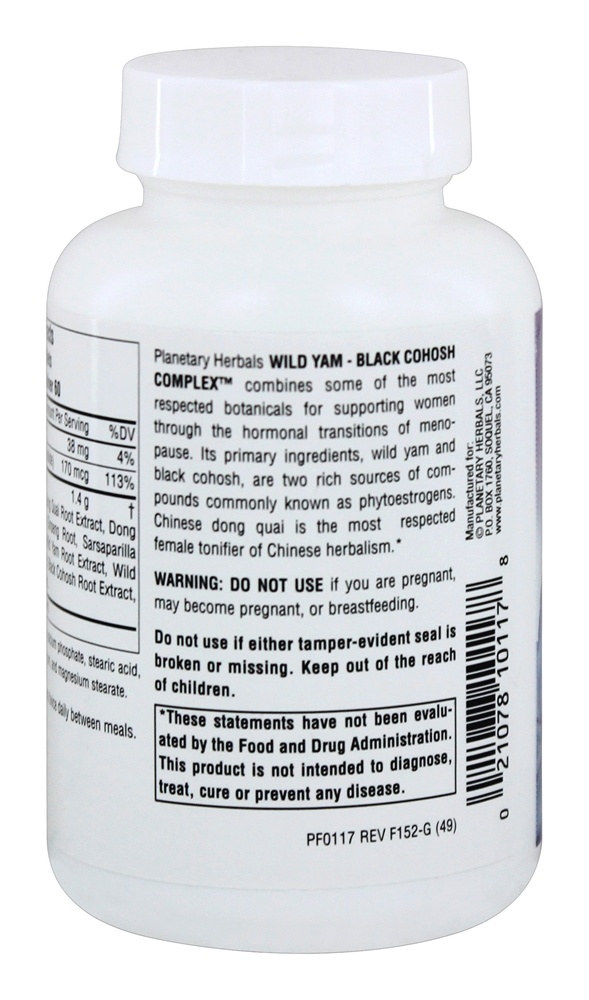 Complexo Wild Yam-Black Cohosh 700 mg. - 120 Tablets Planetary Herbals - Imagem 3