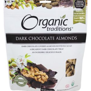 Comprar amêndoas de chocolate negro - 8 oz. Organic traditions preço no brasil alimentos & lanches castanhas suplemento importado loja 79 online promoção -