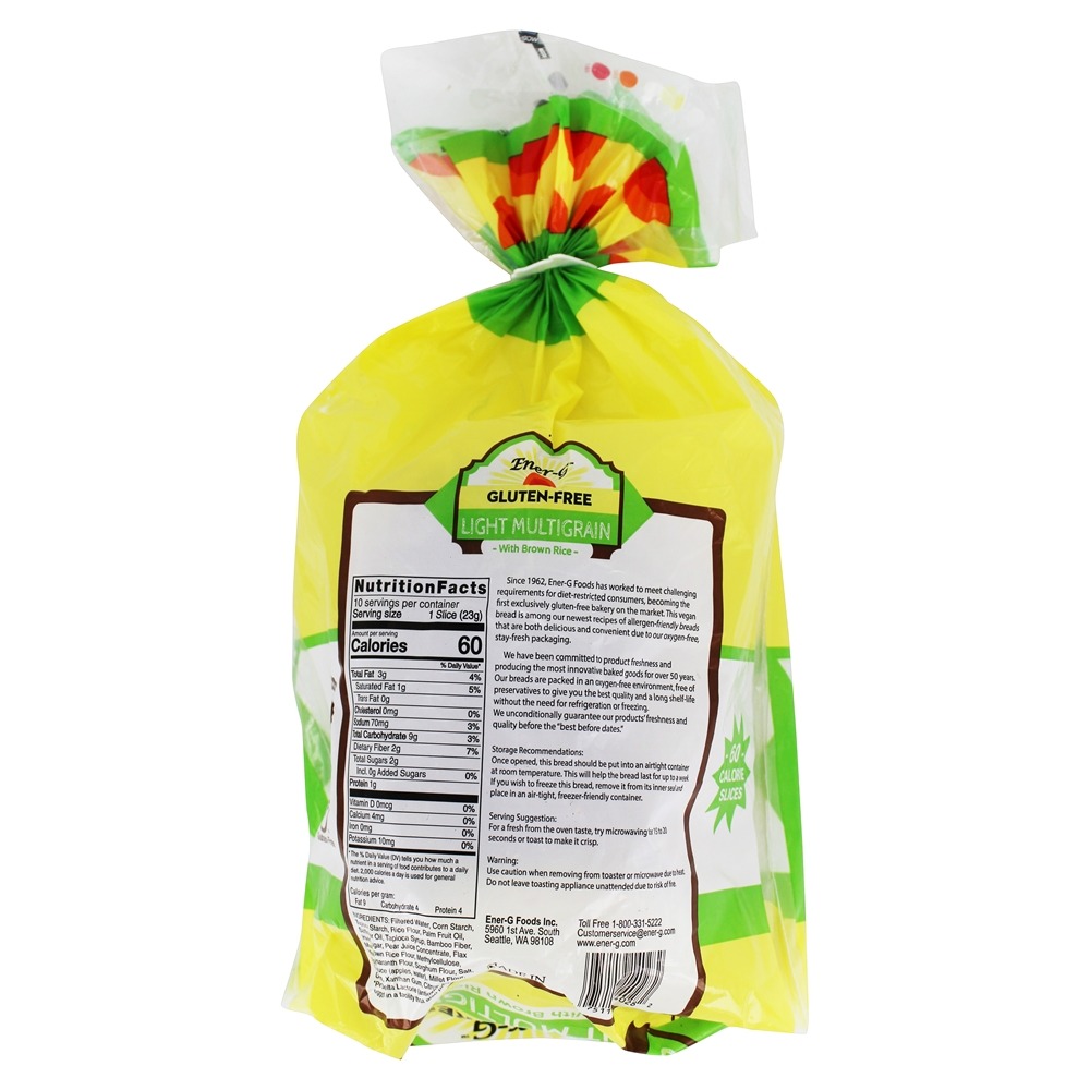 Pão Light Multigrain Sem Glúten Com Arroz Integral - 8 oz. Ener-G - Imagem 2