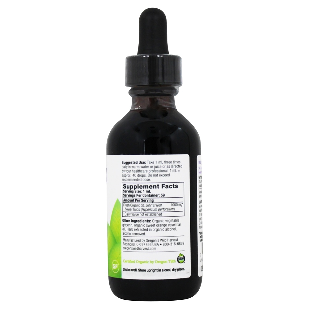 Extrato de Erva de São João Orgânico Sem Álcool - 2 fl. oz. Oregon's Wild Harvest - Imagem 2