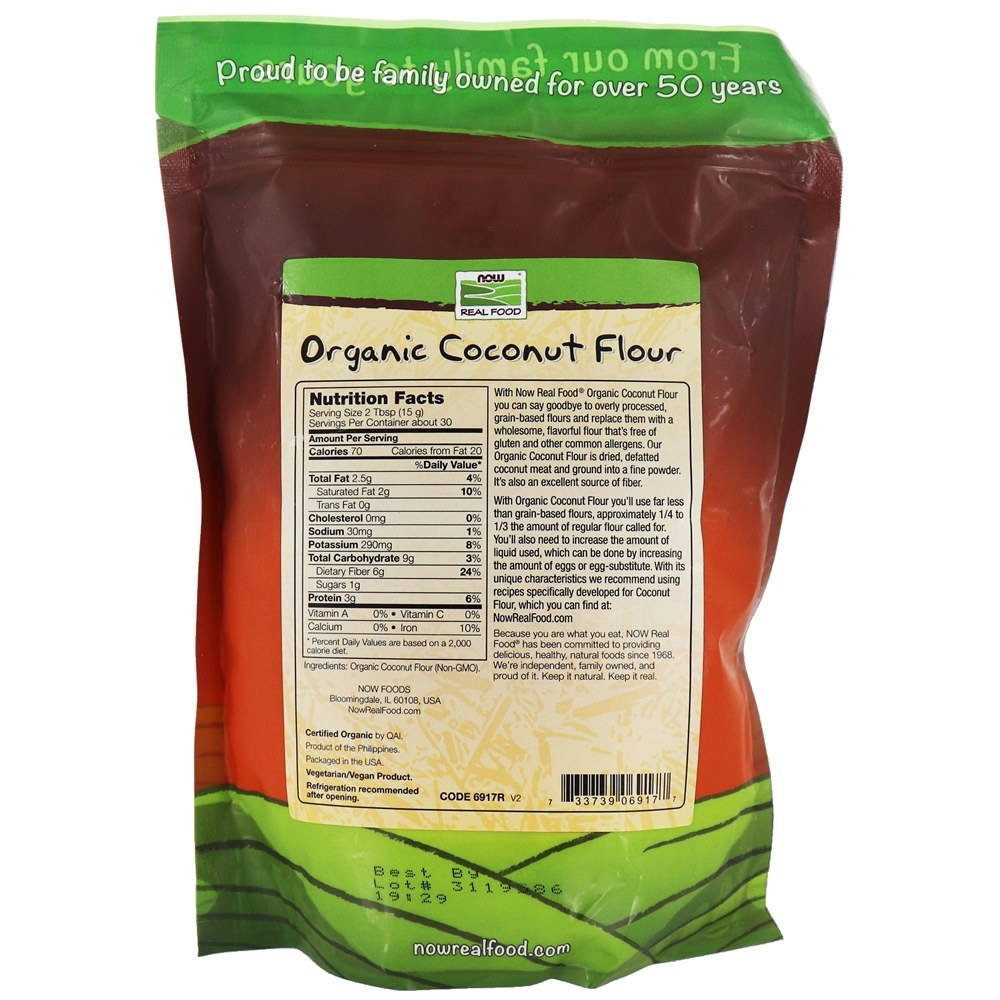 NOW Real Food Farinha de Coco Orgânica - 16 oz. NOW Foods - Imagem 2