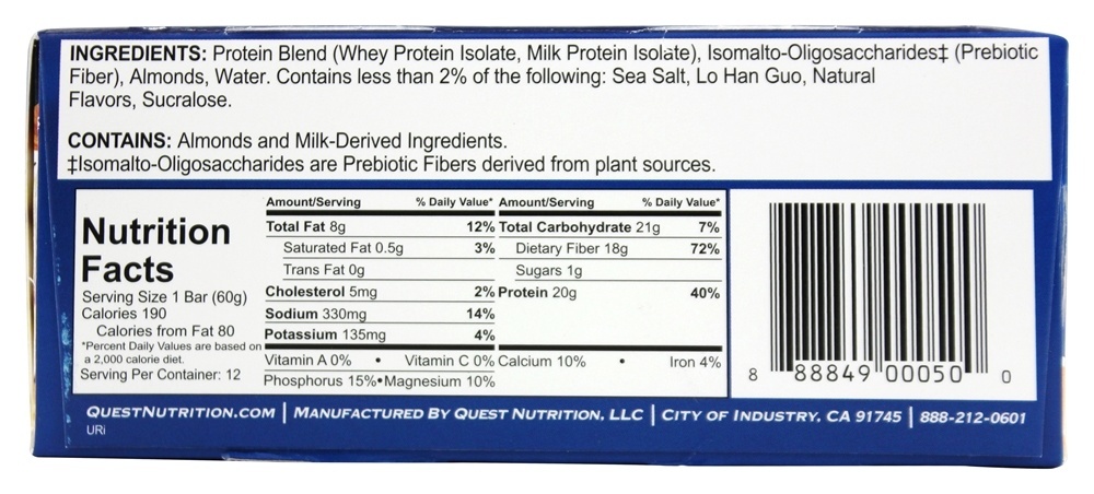 Quest Bar Barra de Proteína Sabor Baunilha & Amêndoa Crocante - 2.12 oz. Quest Nutrition - Imagem 5