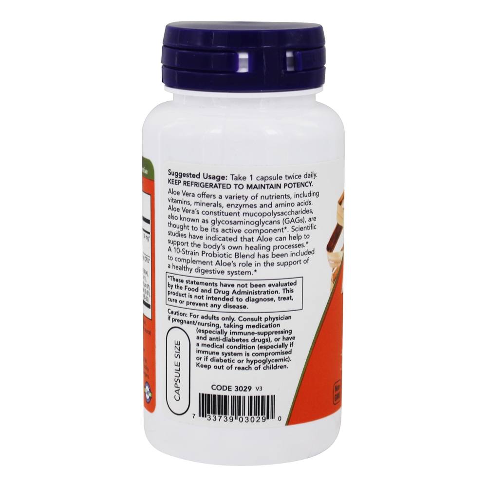 Aloe 10,000 e probióticos 5 Bilhões de UFC - Cápsulas vegetarianas 60 NOW Foods - Imagem 3