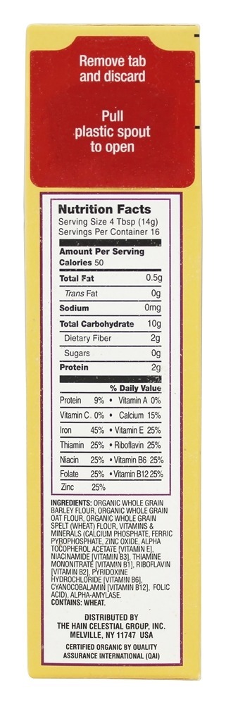 Cereais Integrais Cereais Cereais Integrais - 8 oz. Earth's Best - Imagem 2