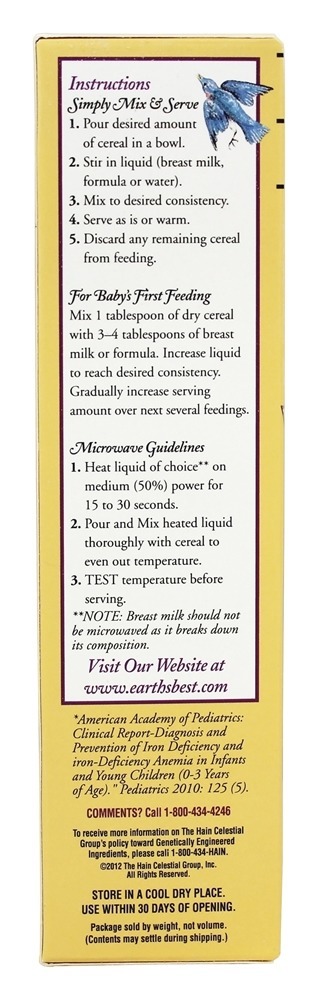 Cereais Integrais Cereais Cereais Integrais - 8 oz. Earth's Best - Imagem 4
