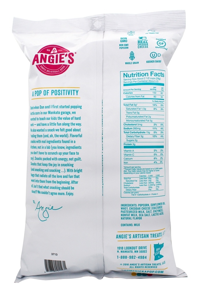 Cheddar branco de pipoca - 4.5 oz. Angie's BOOMCHICKAPOP - Imagem 2