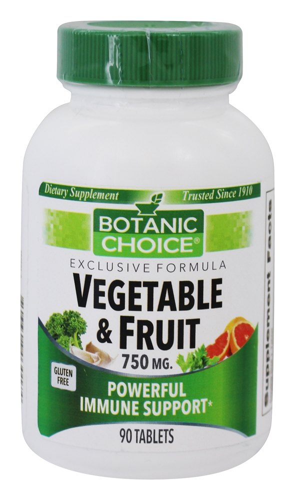 Suporte imune de vegetais e frutas 750 mg. - 90 Tablets Botanic Choice