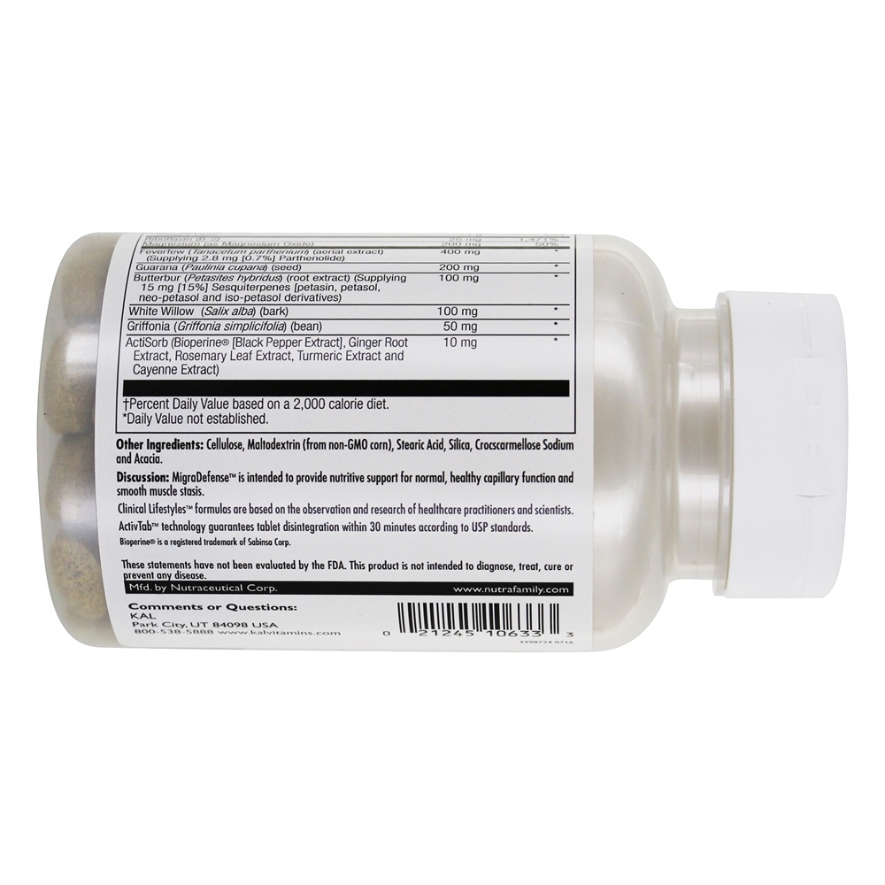 Migra Defense Para Alívio da Enxaqueca - 60 Tablets Kal - Imagem 3
