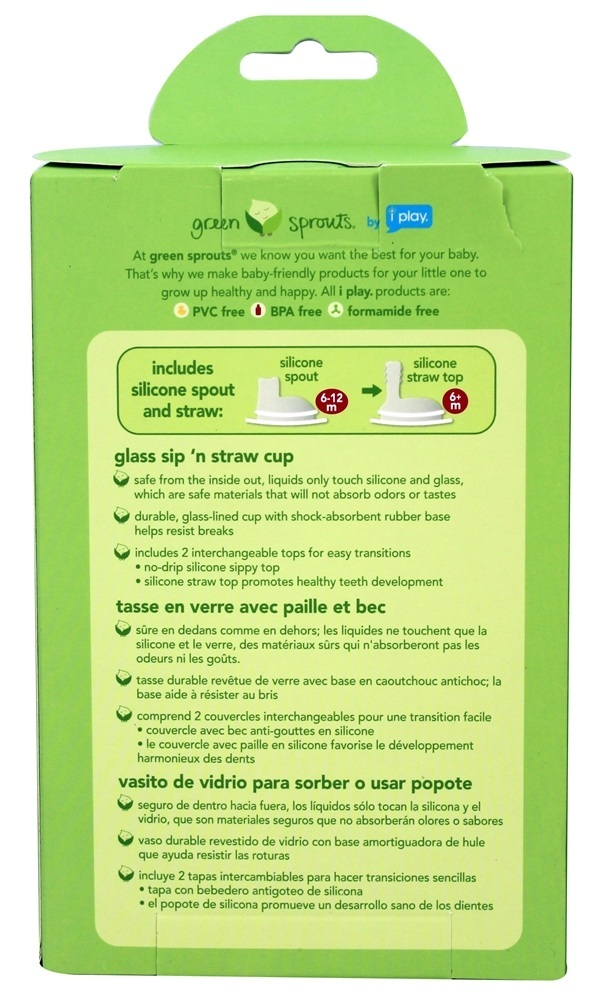 Vidro Sorvo 'n Palha Copo água - 4 oz. Green Sprouts - Imagem 3