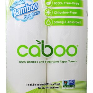 100 % Toalhas de papel de 2 camadas de bambu e cana-de-açúcar - 2 Rolo (s) Caboo