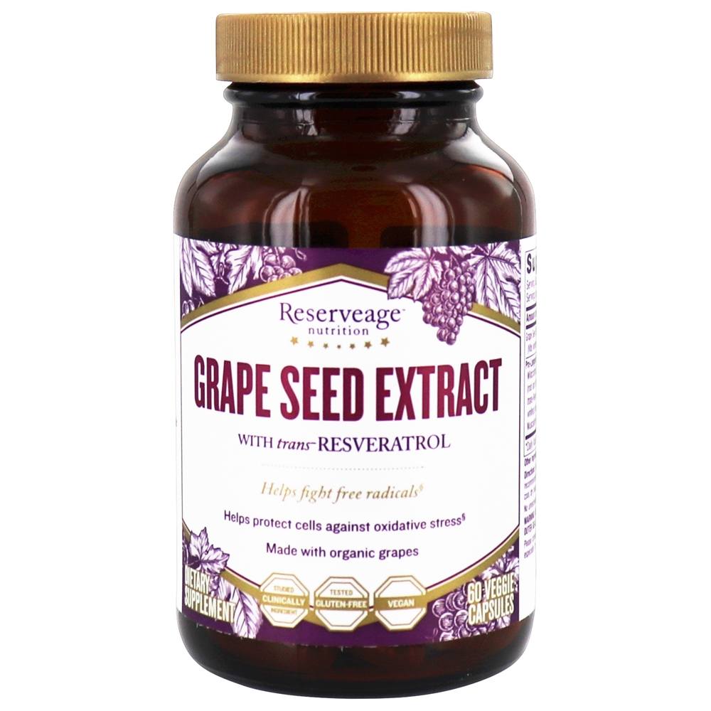 Extrato de Semente de Uva com Resveratrol 325 mg. - Cápsulas vegetarianas 60 Reserveage Nutrition - Imagem 2