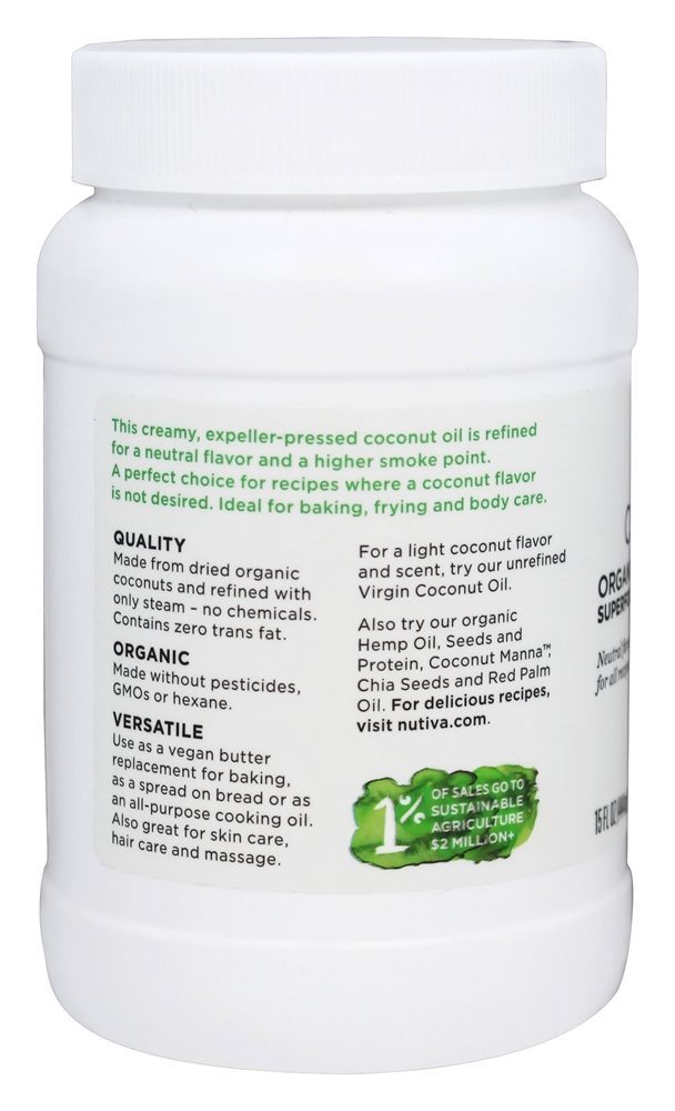 Óleo De Coco Refinado Orgânico - 15 fl. oz. Nutiva - Imagem 3