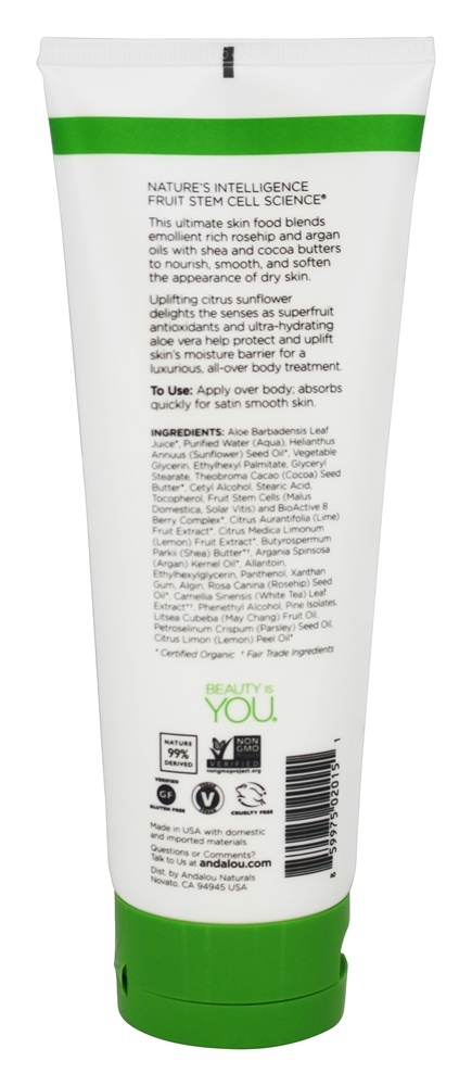 Loção Corporal Uplifting Girassol Citrus - 8 fl. oz. Andalou Naturals - Imagem 2