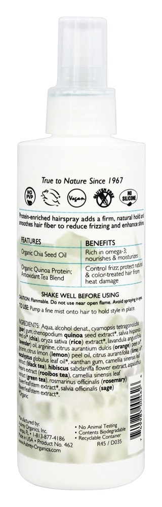 Chia Hairspray Forte Espera - 8 fl. oz. Aubrey Organics - Imagem 2