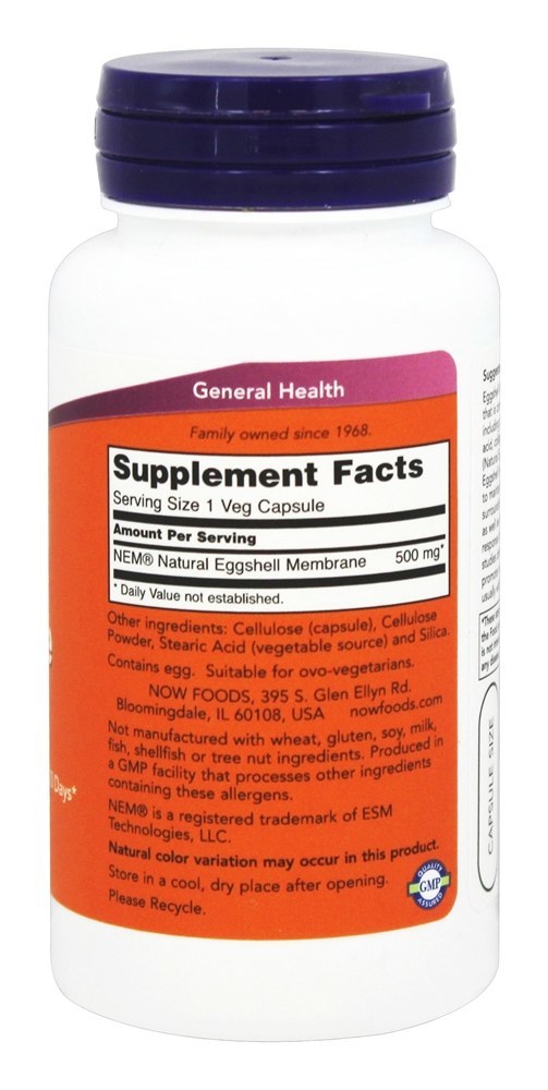 Membrana casca de ovo 500 mg. - Cápsulas vegetarianas 60 NOW Foods - Imagem 2