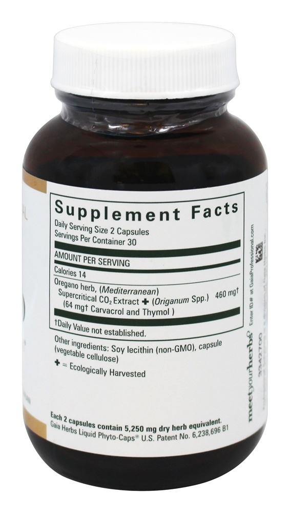 Óleo de Orégano 460 mg. - 60 Cápsulas Gaia Herbs Professional líquido Gaia Herbs Professional - Imagem 2