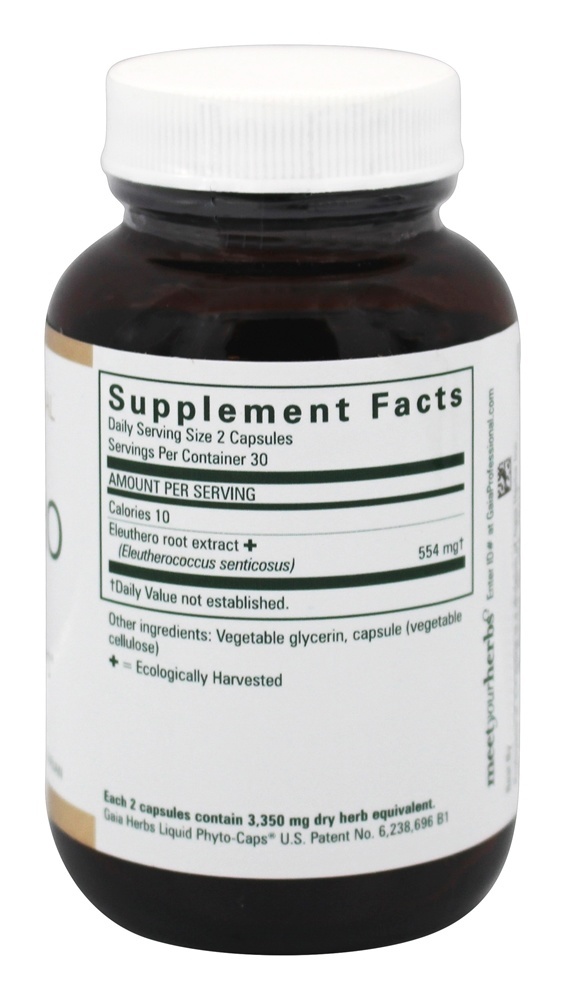 Raiz Eleuthero 554 mg. - 60 Cápsulas Gaia Herbs Professional líquido Gaia Herbs Professional - Imagem 2