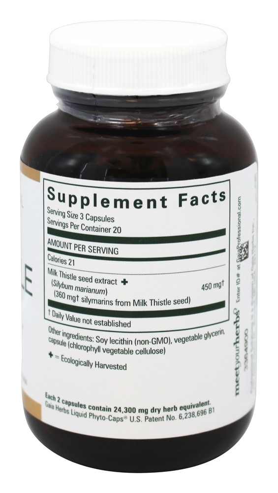 Milk Thistle 450 mg. - 60 Cápsulas Gaia Herbs Professional líquido Gaia Herbs Professional - Imagem 2