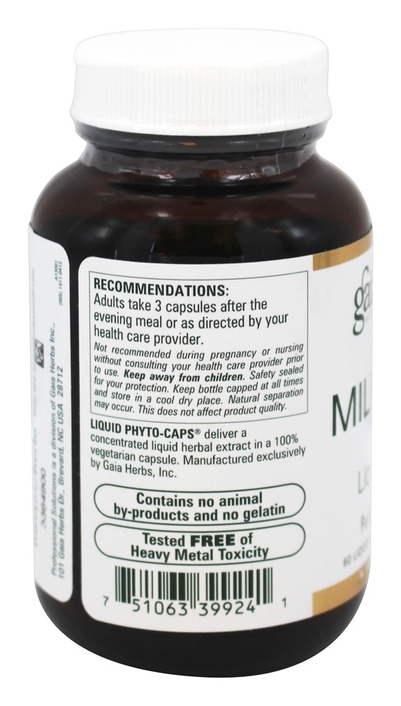 Milk Thistle 450 mg. - 60 Cápsulas Gaia Herbs Professional líquido Gaia Herbs Professional - Imagem 3