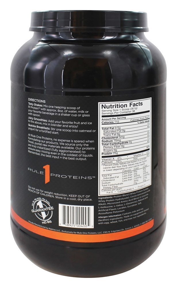 R1 Proteína Extremista Pure Soro de leite coalhado Isolar/Hidrolisado Fórmula 38 Porções Chocolate Falsificar - 2.52 lbs. Rule One Proteins - Imagem 2