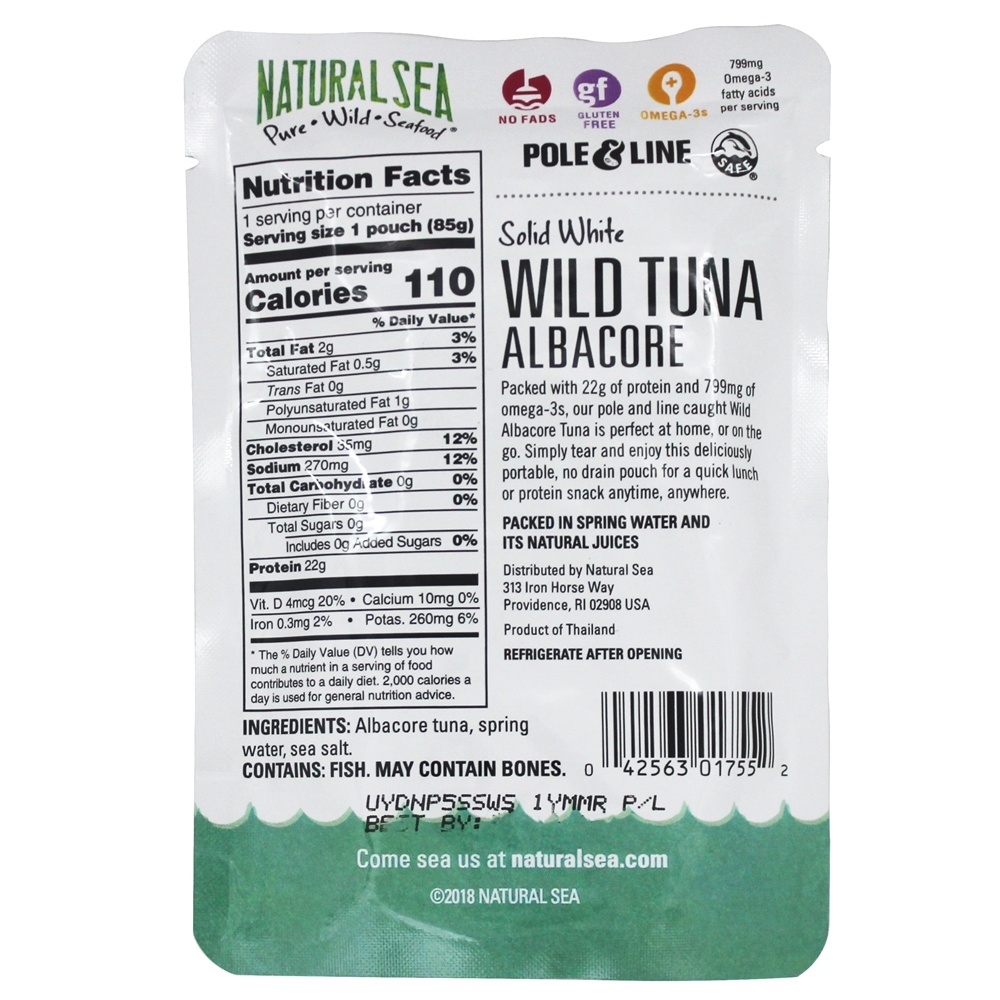 Albacora de Atum Selvagem Branco Sólido com Sal Marinho - 3 oz. Natural Sea - Imagem 3