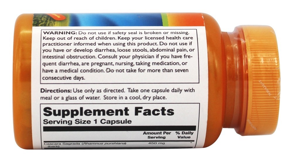 Cascara Sagrada 100 % Pure 450 mg. - Cápsulas 60 Thompson - Imagem 2