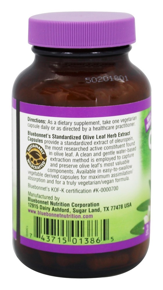 Extrato de Erva de Folha de Oliva - Cápsulas vegetarianas 120 Bluebonnet Nutrition - Imagem 3