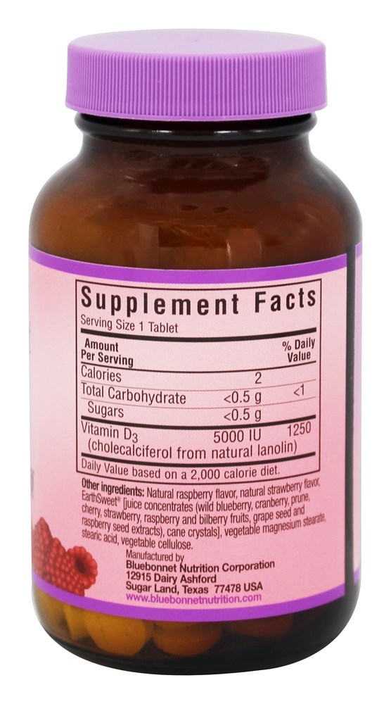 Earthsweet Chewabl Vitamina D3 5000 IU - 90 comprimidos mastigáveis Bluebonnet Nutrition - Imagem 2