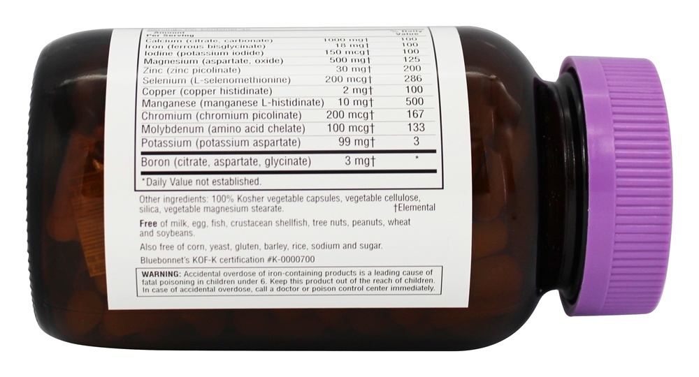 Multiminerals Plus Boron - Cápsulas vegetarianas 180 Bluebonnet Nutrition - Imagem 3