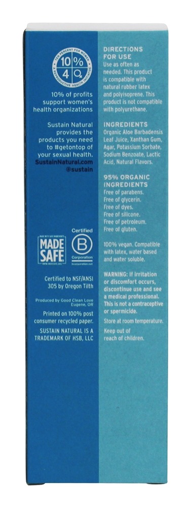 Lubrificante Pessoal Orgânico Incomodado - 2.5 fl. oz. Sustain - Imagem 2
