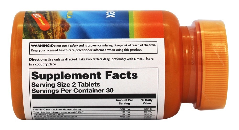 Complexo de Vitamina B com Vitamina C - 60 Tablets Thompson - Imagem 2