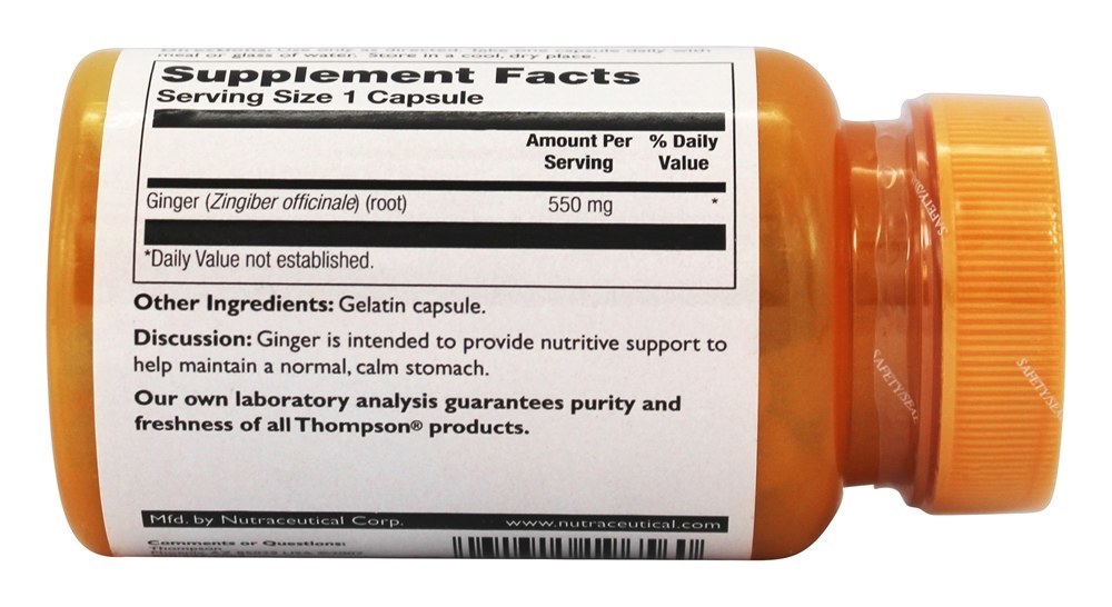 Raiz de gengibre 100 % Pure 550 mg. - Cápsulas 60 Thompson - Imagem 3
