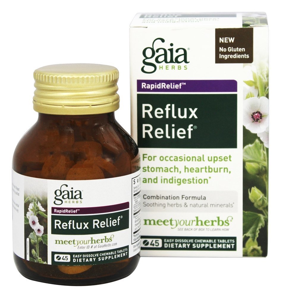 Socorro do Refluxo - 45 comprimidos mastigáveis Gaia Herbs