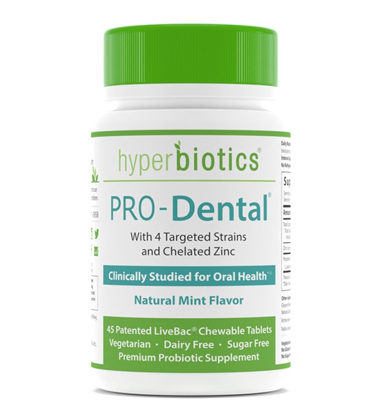 Pro-Dental Probiótico Natural Sabor Hortelã 3 Bilhões de UFC - 45 comprimidos mastigáveis Hyperbiotics